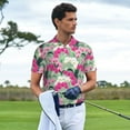 thumbnail image 2 of Kdxio Orchids Flowers Print Men's Short Sleeve Polo Shirt,Midweight Men's Shirt, 2 of 6