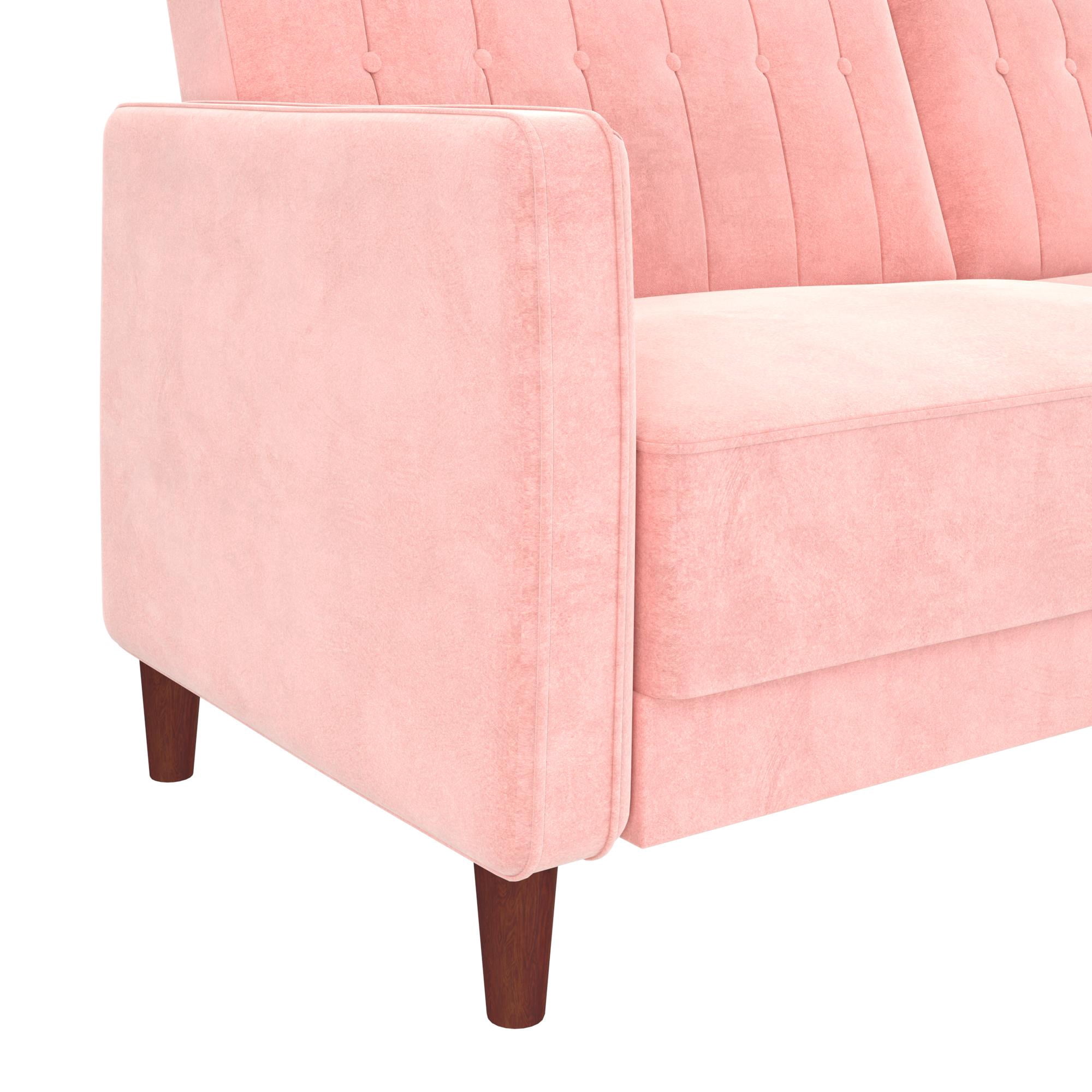 DHP Pin Tufted Transitional Futon, Pink Velvet
