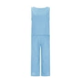 thumbnail image 6 of yievot Womens Pajama Sets Cotton Linen Lounge Set 2 Piece Cropped Tank Tops and Wide Leg Pants Loungewear Summer Set, 6 of 8