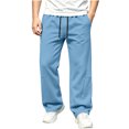 thumbnail image 3 of Xaqiouau Boys Wide Leg Sweatpants Loose Fit Casual Pants with Side Seam Detail Elastic Waist Drawstring Full Length Trousers Kids Everyday Sportswear Light Blue 10-11Years, 3 of 8