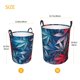 thumbnail image 3 of Balery Red And Blue Leaves Cesta de ropa redonda con asas, impermeable, independiente, para ropa, juguetes, dormitorio y familia-Medium, 3 of 6
