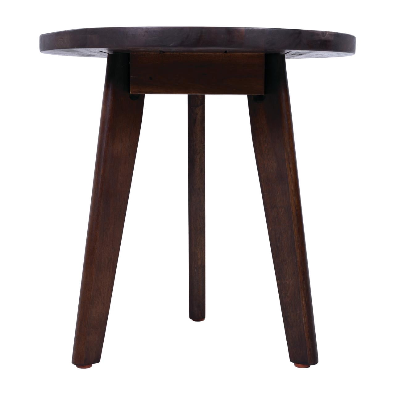 Side Table with Round Acacia Wood Top and 3-Leg Design, Modern End Table and Nightstand for Bedroom Living Room, Dark Brown
