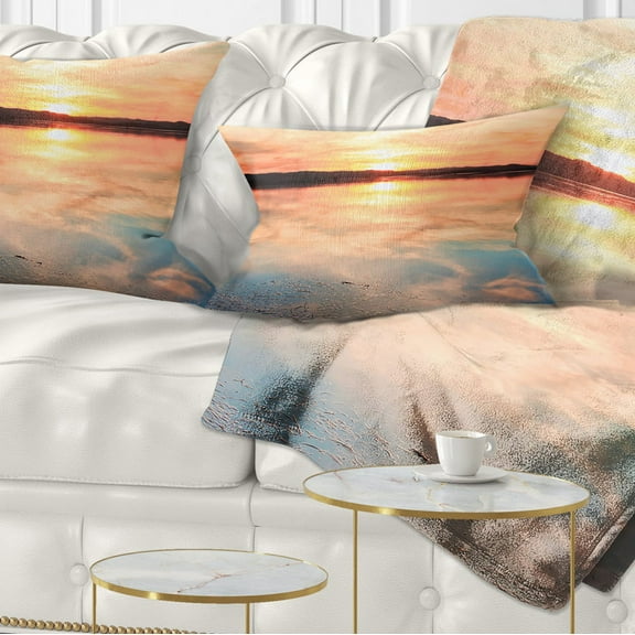 Designart Sensational Sunset in Australia - Seascape Throw Pillow - 12x20