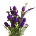thumbnail image 2 of Enova Home 16" Tall Artificial Silk Tulips Faux Flowers Stem Set of 2 for Home Office Wedding Vase Decoration (Purple), 2 of 2
