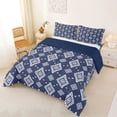 thumbnail image 2 of jejeloiu Aztec Geometric Queen Comforter Set For Men Women,Boho Diamond Comforter Sets Queen,Navy White,Navy Blue Reversible,3-Piece,1 Comforter and 2 Pillowcases, 2 of 7
