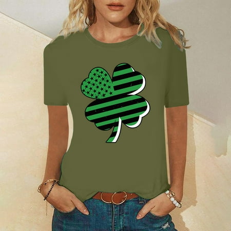 

AXXD Bustier Tops For Women Summer Him And Her Short Sleeve Round-Neck Pullover Green Sweatshirt Graphic Tees For Women 2023