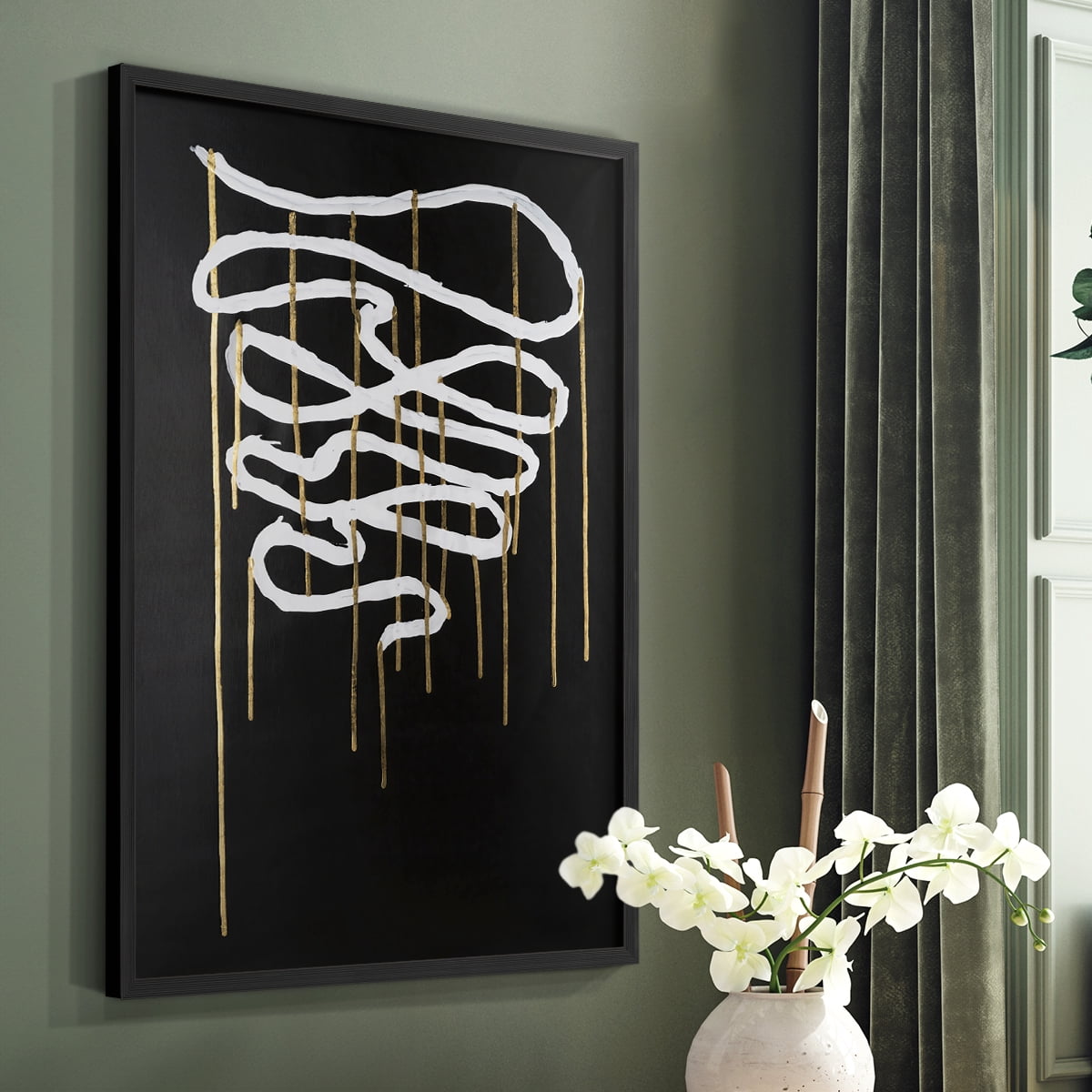 Weeping Ribbon II Framed Print in Black Solid Wood 22 x 28 Framed Print