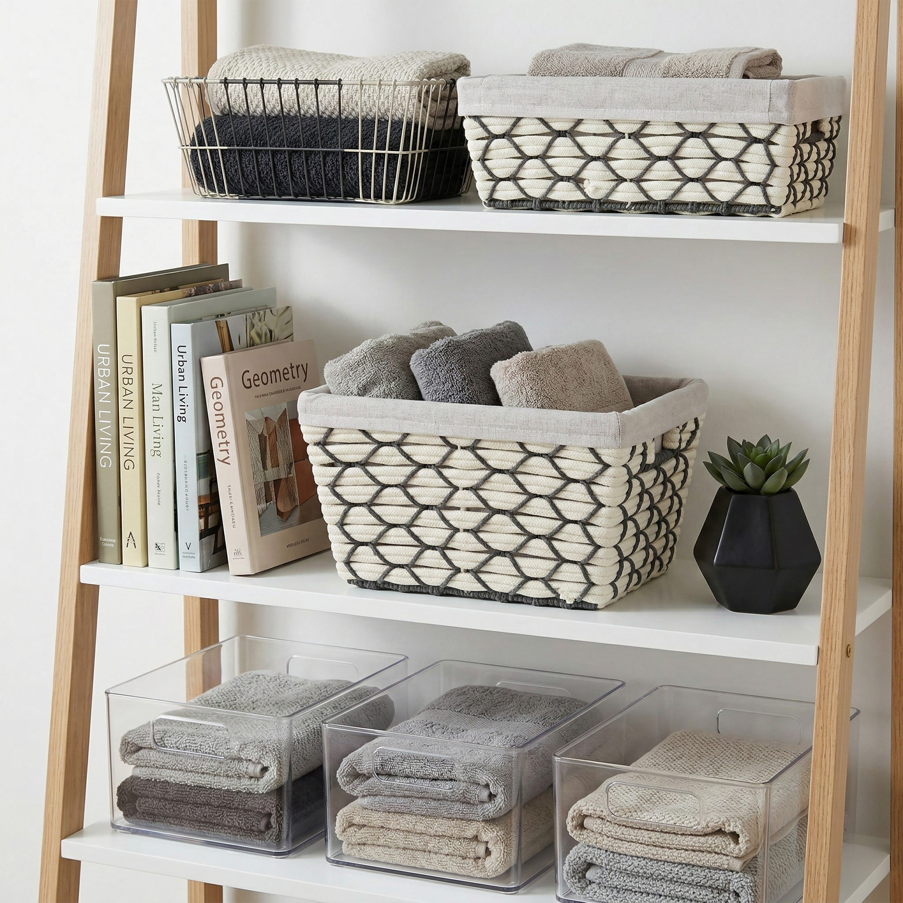 Simplify Small Cotton Rope Woven Tote in White