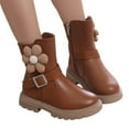 thumbnail image 3 of LYHaoo Children Fashionable Thick Soled Girls Mid Length Boots Comfortable Soft Soled Leather Short Boots Sizes 12 Brown(Little Kid), 3 of 6