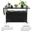 thumbnail image 3 of Bellemave Outdoor Serving Cart PE Rattan Wicker Mobile Bar Cart with 2 Lockable Wheels and Tempered Glass Tabletop Rolling Patio Table Beverage Storage Counter Table for Party, Yard, Black, 3 of 10