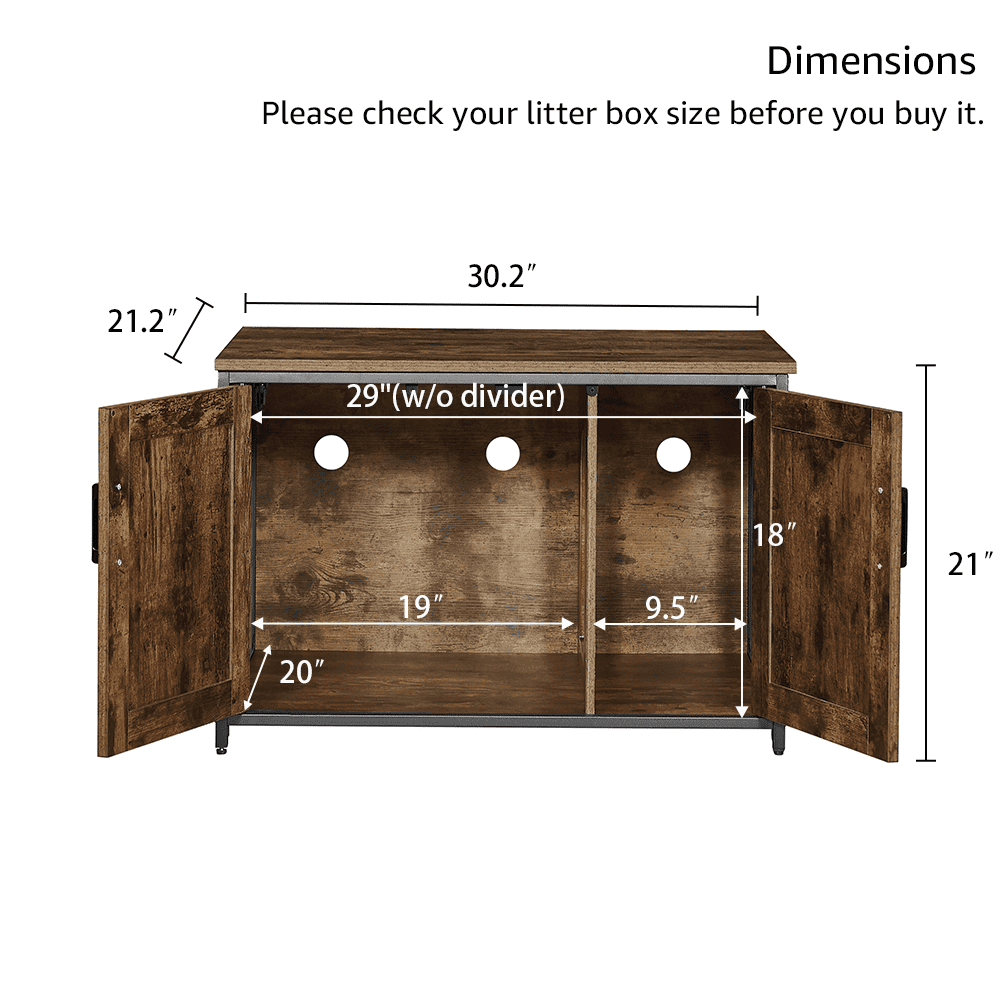 Unipaws Cat Litter Box Enclosure with Top Opening, Cat Washroom Storage Bench for Large Cat, High Jumbo Litter Box, Rustic