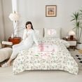 thumbnail image 4 of Castle Fairy Teens Boys Girls Bowknot Personalized Initial E 3-Piece Full Size Comforter Sets,Chic Flower Rose Bedding Comforter Set,Dreamy Princess Lightweight Bedding Sets, 4 of 8