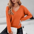 thumbnail image 3 of Long Sleeve Shirts for Women Sweater Tops V Neck Solid Knit Pullover Casual Lightweight Fall and Winter Fashion Top, 3 of 6
