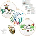 thumbnail image 1 of Animal Embroidery Kit for Beginners 3 Set Adults Crafts Needlepoint Cross Stitch Kits, 1 of 8