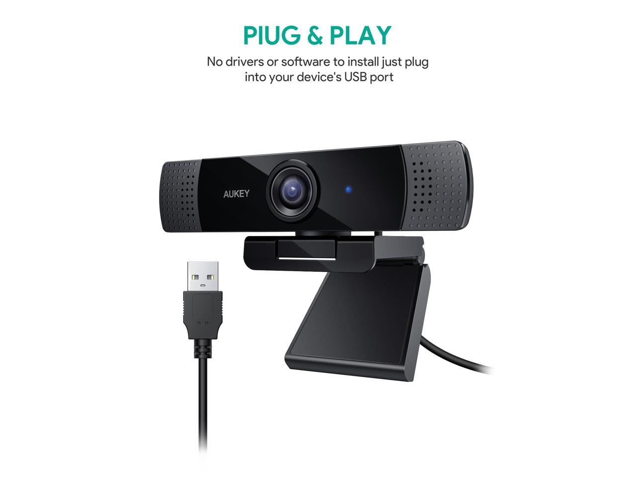 AUKEY Stream Webcam 1080P Dual Mic PC-LM1E black, USB 2.0 - Ecomedia AG