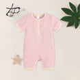 thumbnail image 2 of KPOPLK Unisex Newborn Baby Jumpsuit Pure Cotton Short Sleeve Romper Baby One Piece Soft Comfortable Pure Cotton Baby Clothes for Boys and Girls Size 0-3 Months,Pink, 2 of 9