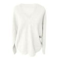 thumbnail image 5 of Baberdicy Women's Pullover Sweaters Women's V Neck Shoulder Sweater Knitted Top Outer Sweater Autumn and Winter Long Sleeved Solid Color Pullover, Sale Clearance Beige M, 5 of 9
