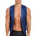 thumbnail image 5 of Zaldita Men Sequin Blazers Vest Gliter Suit Vest Nightclub Stage Clothes Shiny Sequin Waistcoat Vest Royal Blue M, 5 of 7