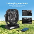 thumbnail image 2 of SaveJoy Camping Fan with solar panel, 8000mAh Portable Rechargeable Fan with RC & LED Light, 2 of 9