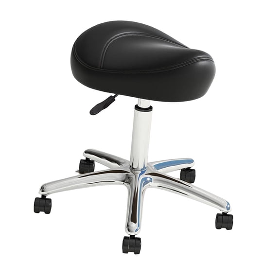 Taburete giratorio de 360 ​​grados para salón, altura ajustable, estable, de cuero sintético, multiusos, para salón, belleza, laboratorio, masajes y Negro