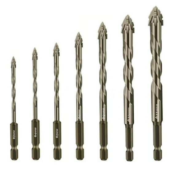 4-Blade Serrated Drill Bits Set for Wood, Glass, Concrete & Metal, 3,4,5,6,8,10,12mm Sizes