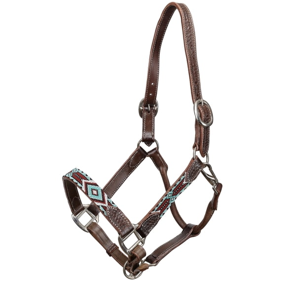Showman Southwest Bead Leather Halter