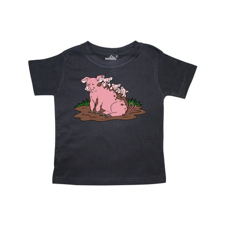 

Inktastic Cute Pig Family Playing in Mud Gift Toddler Boy or Toddler Girl T-Shirt