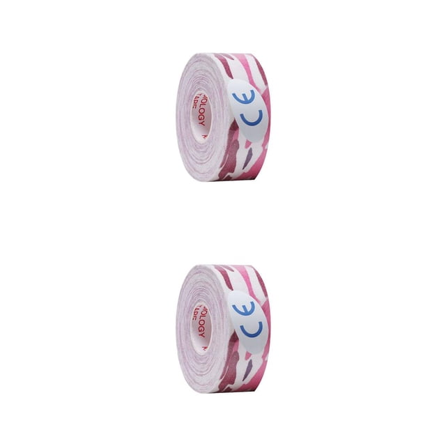Cinta elástica Soporte muscular Eigraketly Vendaje Gimnasio Fitness Camuflaje Rosa 2.5cmx5m 2piezas
