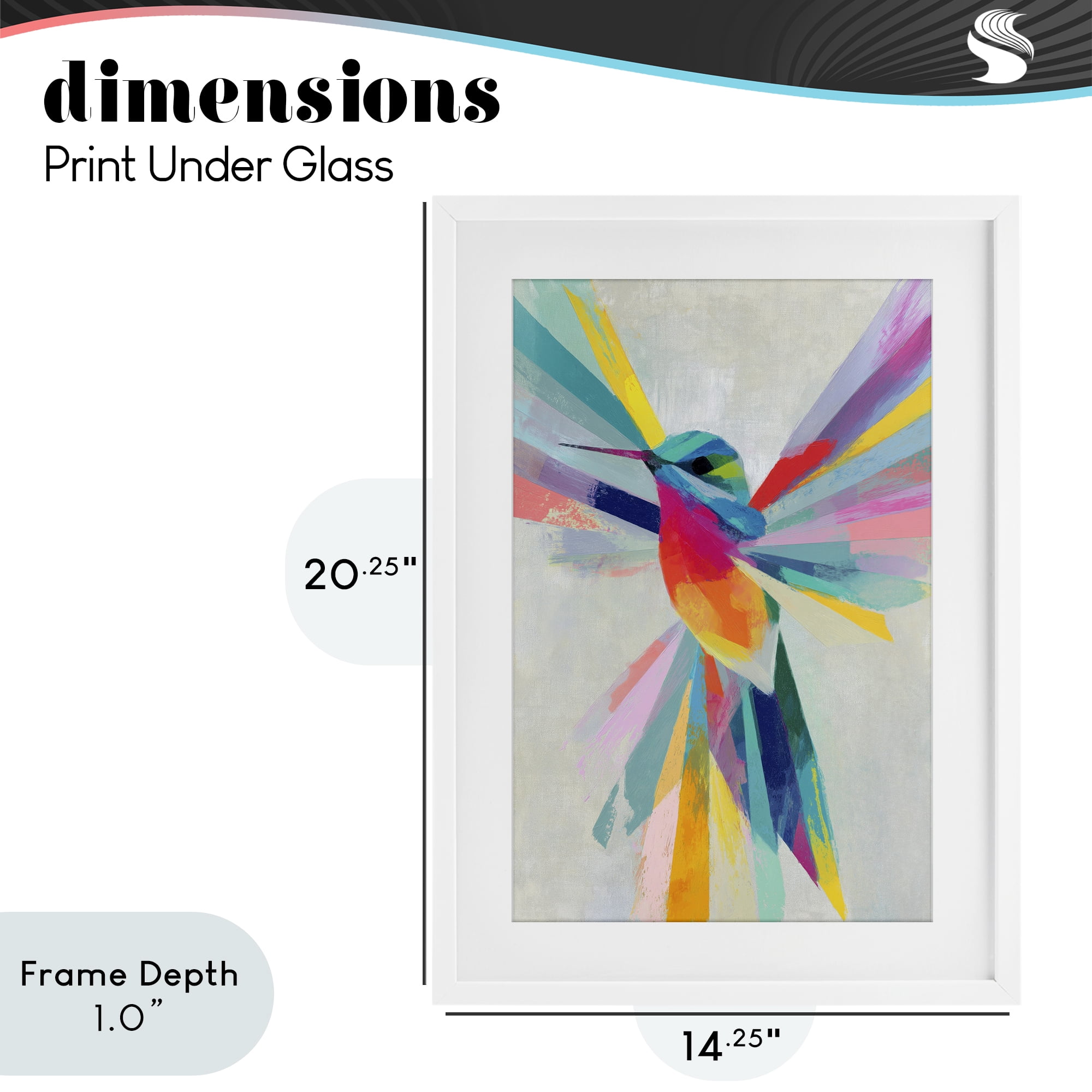 Stupell Industries Rainbow Winged Hummingbird White Framed Print Under Glass, design by Chromatic Storm Studio