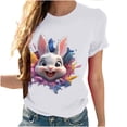 thumbnail image 3 of Tops de Cuello Alto para las Mujeres Amante Impreso Camiseta Cuello Redondo Manga Corta, Poliéster Spandex, 3 of 7