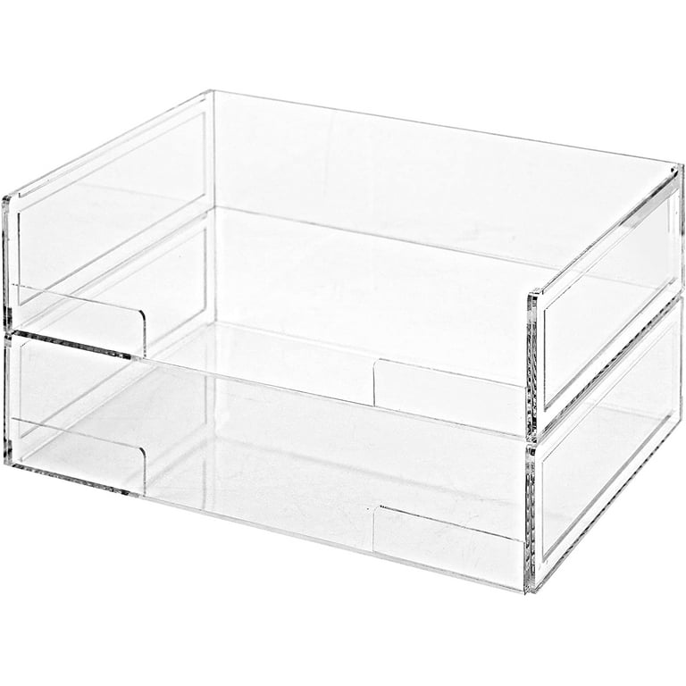 Geetery Acrylic Office Supplies Desk Accessories 2 Tier Acrylic Paper  Organizer Stackable File Holder Letter Tray 4 Compartments Clear Acrylic  Pencil Makeup Brush Holder for Office School(2 Set) - Yahoo Shopping