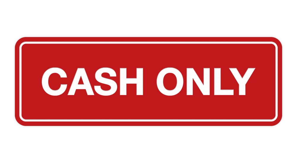 (White) Cash Only Sign - Standard Large