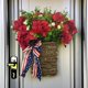 thumbnail image 1 of Corona de flores de primavera para colgar | Corona pequeña con hojas y lazo (45 x 25 x 7 cm) | Plástico resistente | Decoración para interiores y exteriores, puertas, paredes, chimeneas, fiestas, 1 of 5