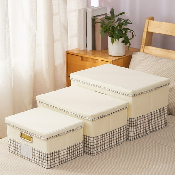 SSZMDLB under $5 Storage Bins with Lids, Foldable Fabric Organizer Box, Collapsible Clothes Toy Bin for Closet, Shelf, Under Bed, Home Organization