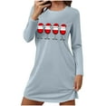 thumbnail image 2 of FDGIU Women's Christmas Nightgown Long Sleeve - Cute Graphic Print Loose Crewneck T-Shirt Dress, Holiday Sleepwear & House Coat, 2 of 6