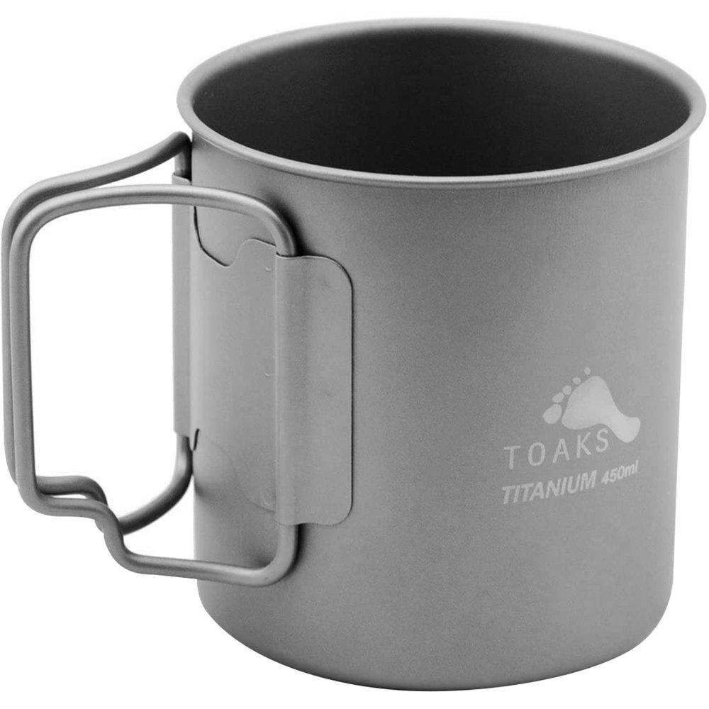 TOAKS Ultralight Portable Titanium Camping Mug with Folding Handles