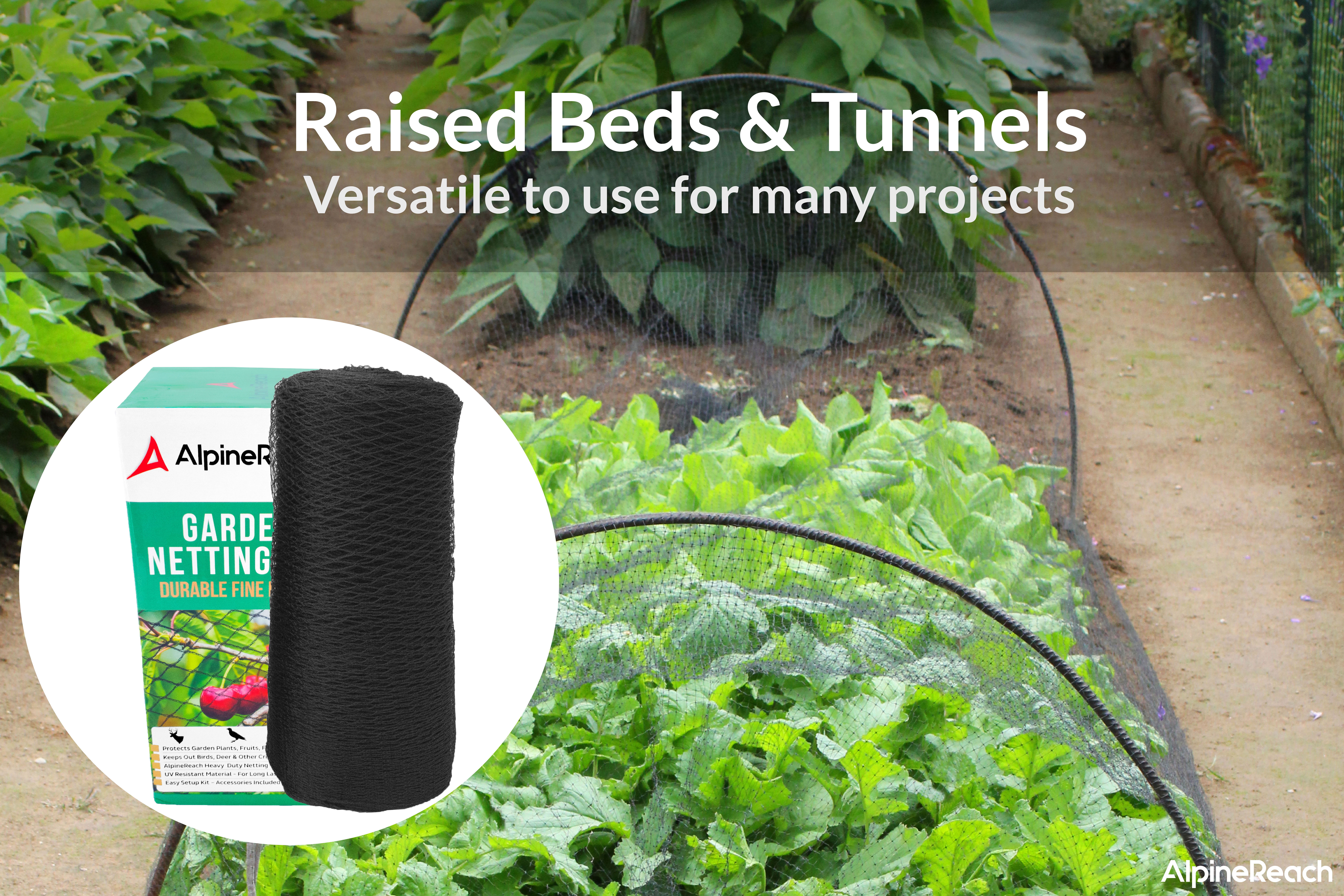AlpineReach Garden Netting Heavy Duty Protection Mesh Deer Bird Net Black 7.5ft x 65ft