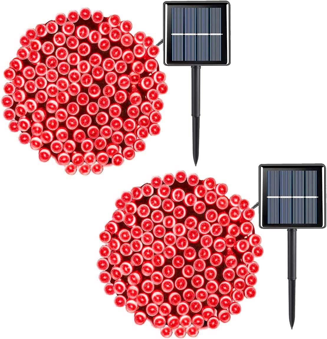 2PACK Solar Christmas Lights, Outdoor 50LED String Lights, 8 Modes