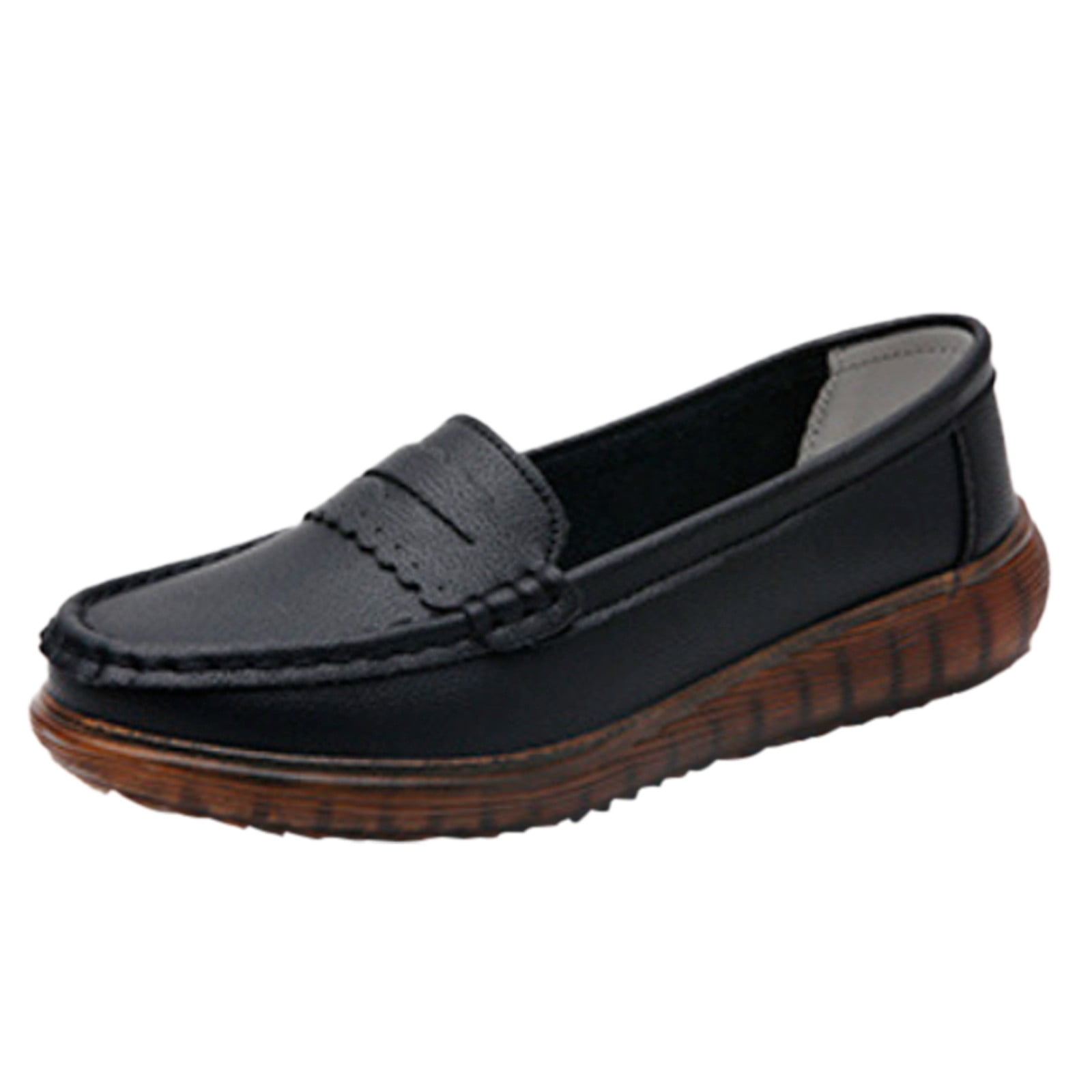 Adult Women Shoes Casual Tennis Shoes for Women Wide Breathable Work Shoes Women Shoes In Non Slip Sole White Leather Shoes Female Shoes Black 6.5