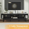 thumbnail image 6 of Wooden Fluted TV Stand for 55 65 70 inch TV, Long & Large TV Media Console Table with Storage Cabinets, Boho Farmhouse Entertainment Center for Living Room, Bedroom - Black, 6 of 16