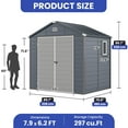 thumbnail image 3 of Uforic Resin Outdoor Storage Shed,7.87x6.2ft All-Weather Plastic Tool Shed with Reinforced Floor,Lockable Doors,Windows & Vents,for Backyard,Patio,Poolside,and Lawn, 3 of 10