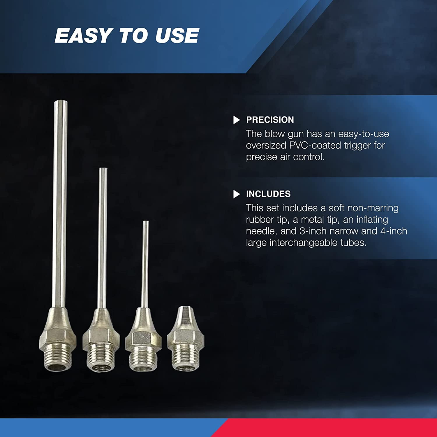 MKEUDQ-Neiko 31112 Air Blow Gun Nozzle Set, Air Compressor' Air Gun W/ 5 Interchangeable Nozzles, Air-Compressor Accessories Tools Air Gun, Air Blower Gun