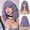 Purple, variant on Creamily 14"Black Wig for Women Short Wavy Curly Bob Wigs with Bangs Natural Black Hair Wigs Heat Resistant Synthetic Wigs