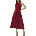 thumbnail image 2 of INSPIRE CHIC Women's Halter Neck Dresses Sleeveless Formal Cocktail Midi Dress L Wine Red, 2 of 6