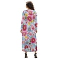 thumbnail image 2 of FKELYI Pink Flower Print Womens Long Sleeve Fall Dress V Neck Maxi Casual Dress with Pockets Soft A-Line Flowy Tiered Waist Dresses for Ladies, 2XL, 2 of 6