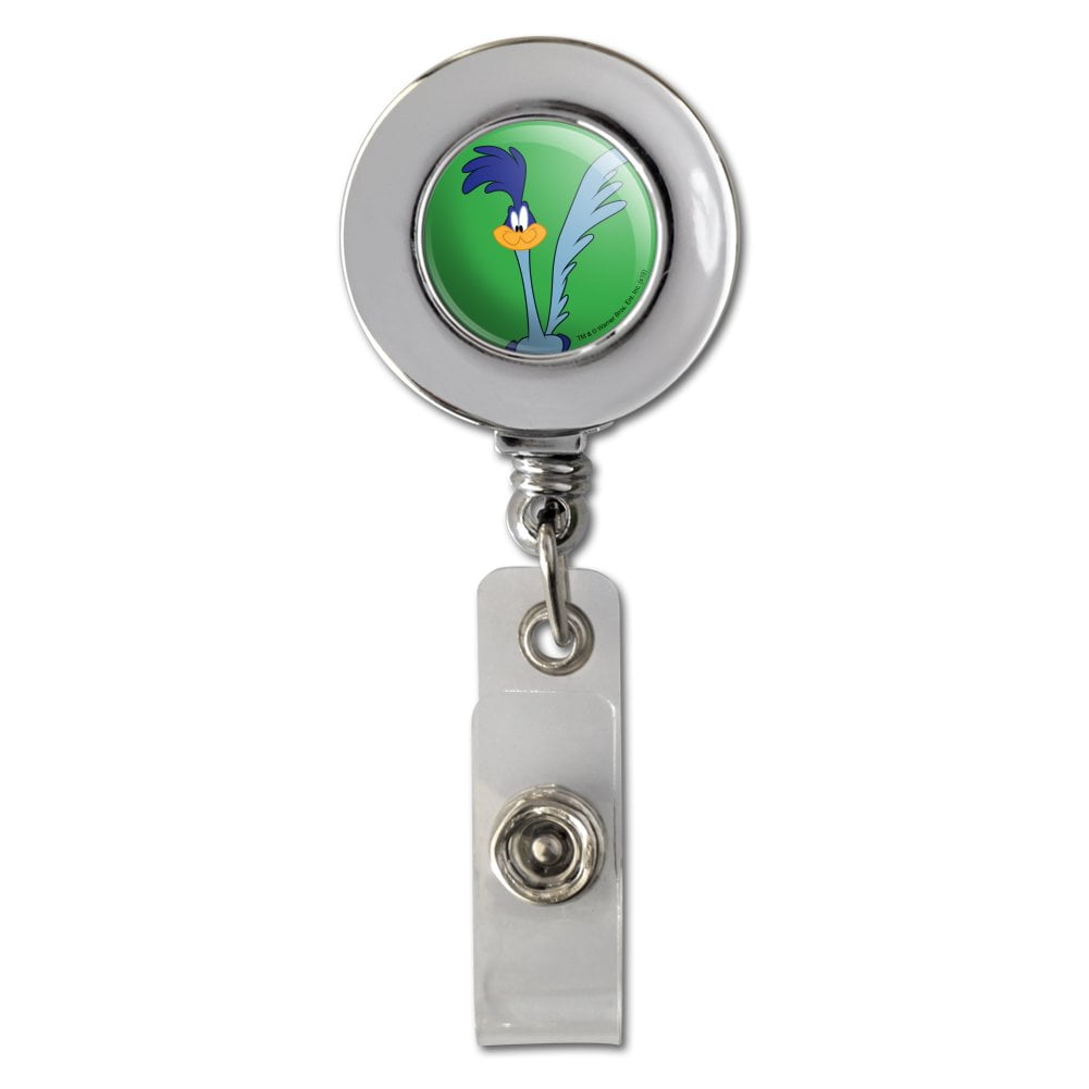 Looney Tunes Road Runner Retractable Reel Chrome Badge ID Card Holder Clip