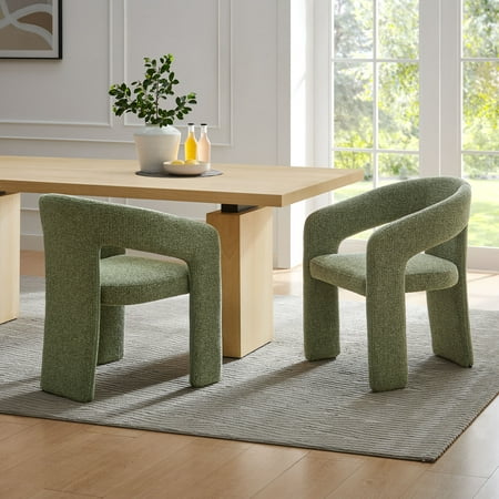 Modway Oslo Barrel Fabric Upholstered Dining Accent Chair in Leaf