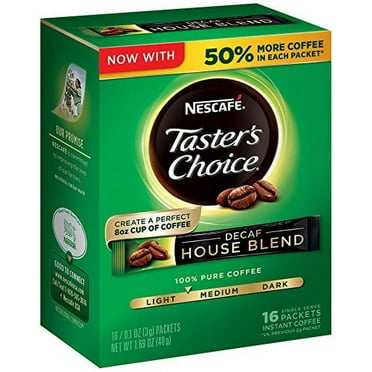 Nescafé Decaf Instant Coffee, Taster's Choice Light Medium Roast, 16 Packets