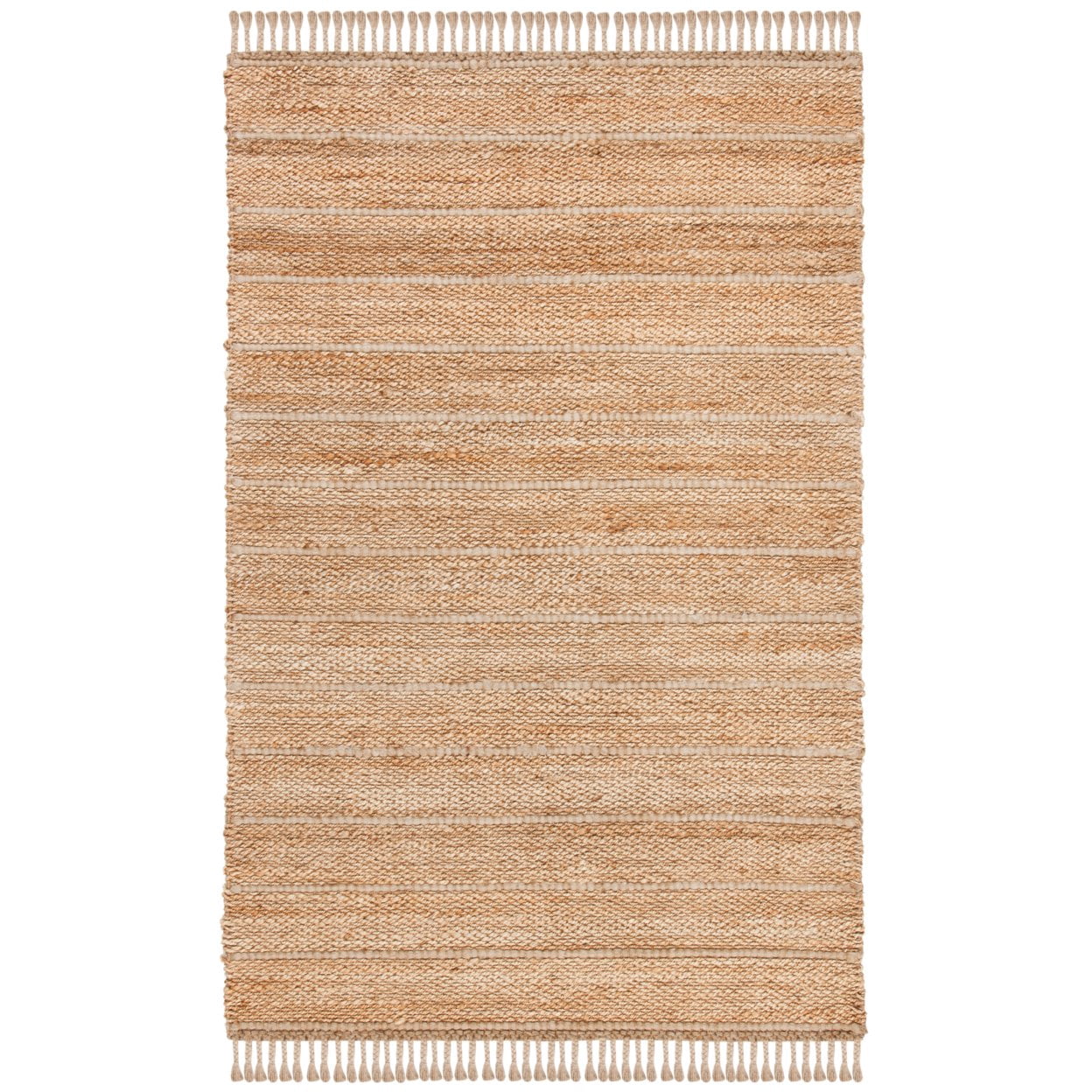 SAFAVIEH Natural Fiber Carrie Braided Area Rug, Natural/Light Grey, 5' x 8'
