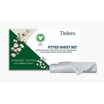 Delara King 3-Piece GOTS Organic Cotton Fitted Sheet Set, 400TC Long-Staple, Moisture-Wicking, Smooth & Breathable, Deep Pocket, Light Grey